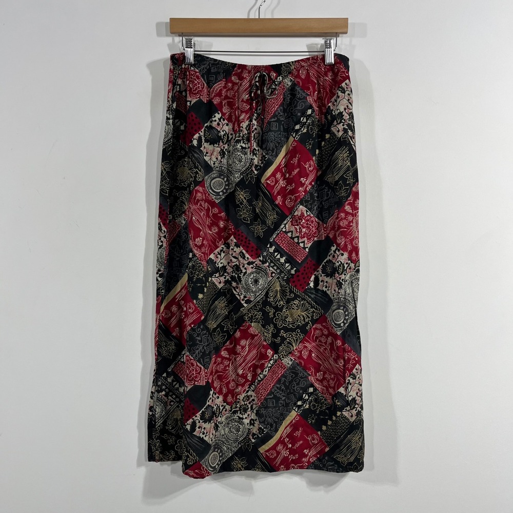 VTG 90s Boho Cottagecore Fairy Grunge Patchwork Whimsigoth Floral Maxi Skirt L